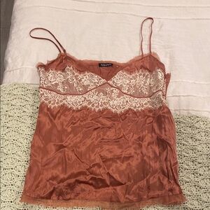 TAHARI Women's Rust Lace Trim Cami Top